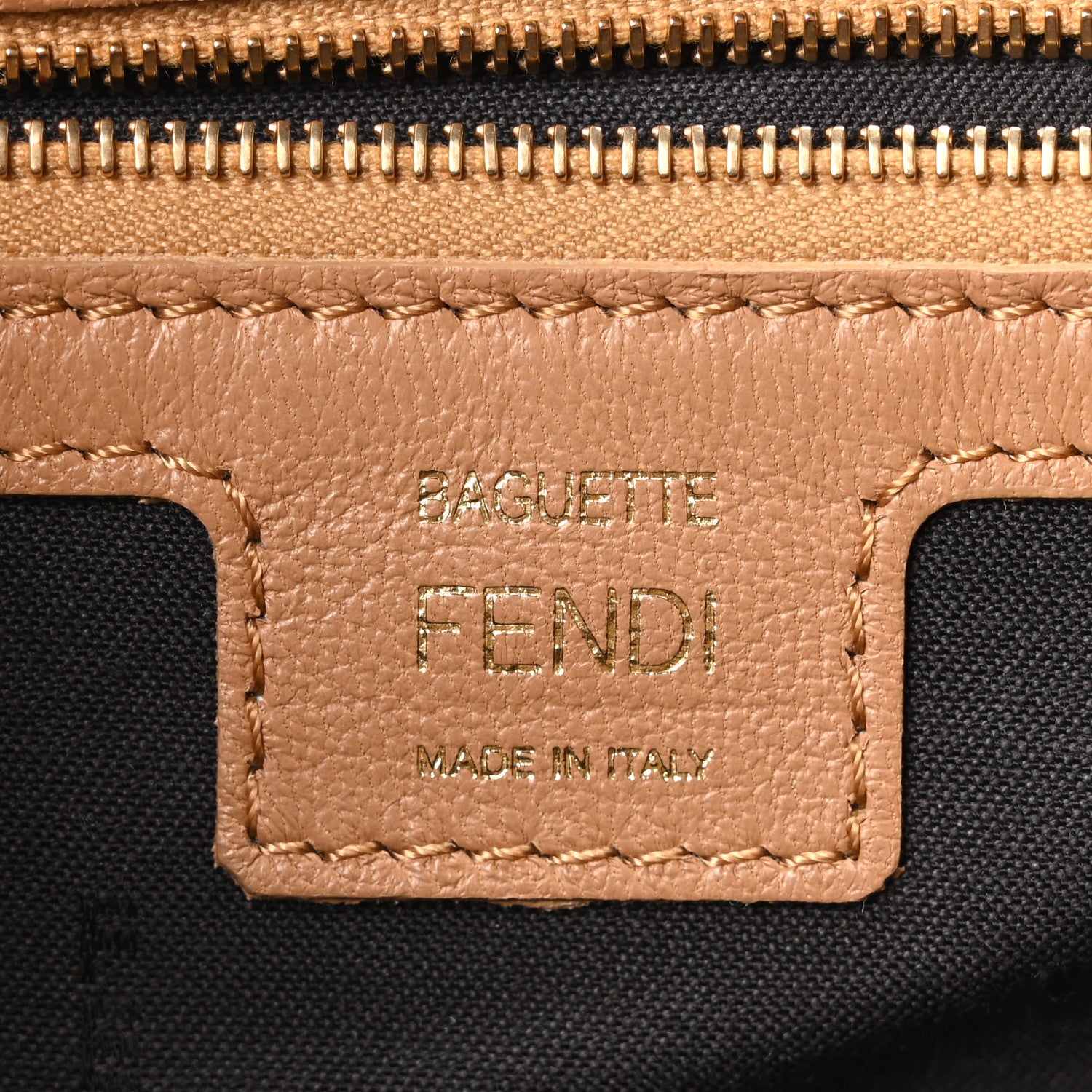 Fendi Nappa FF 1974 Embossed Baguette Miele Scuro 6 of 10