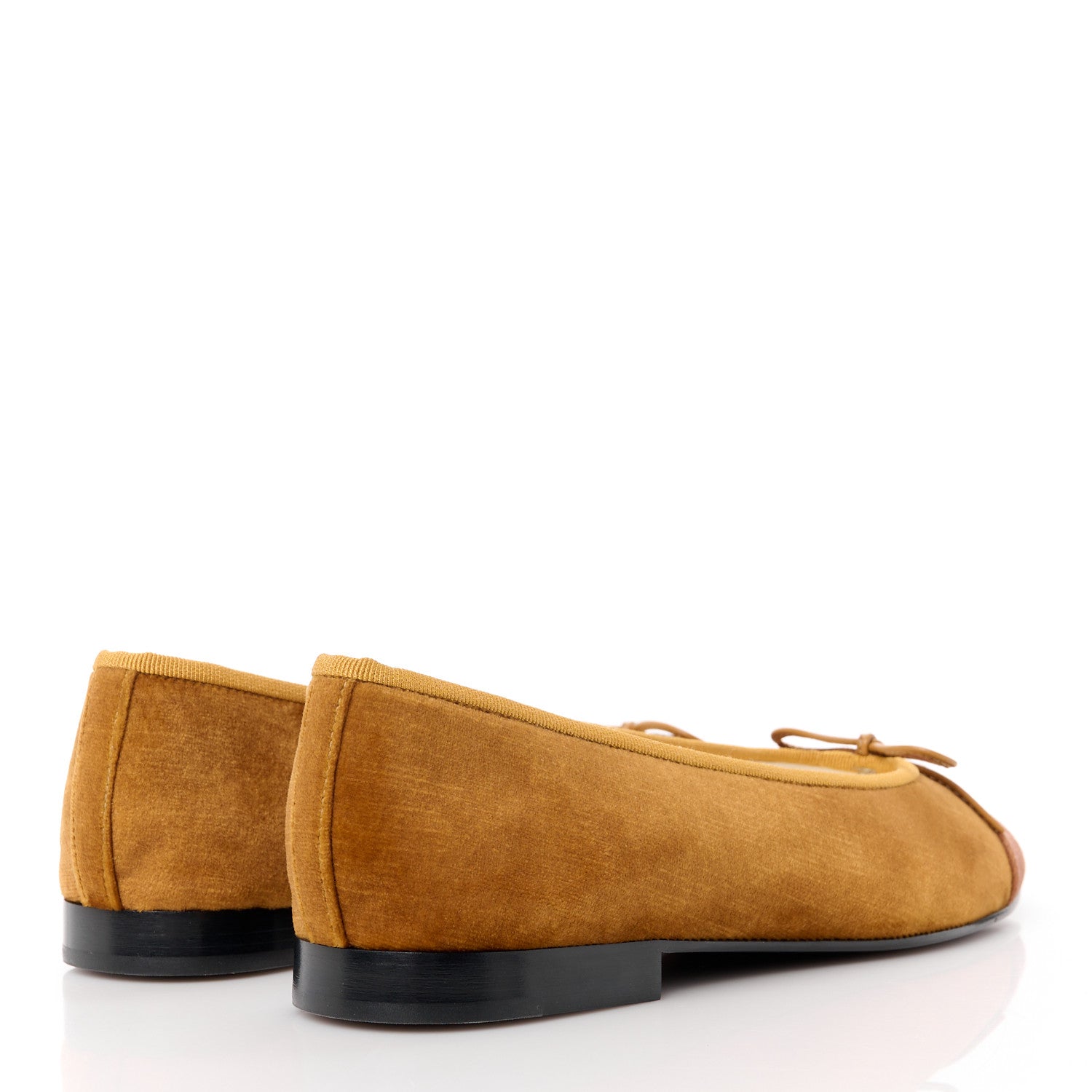 Chanel Velvet Cap Toe CC Ballerina Flats 39 Brown Light Brown 4 of 9