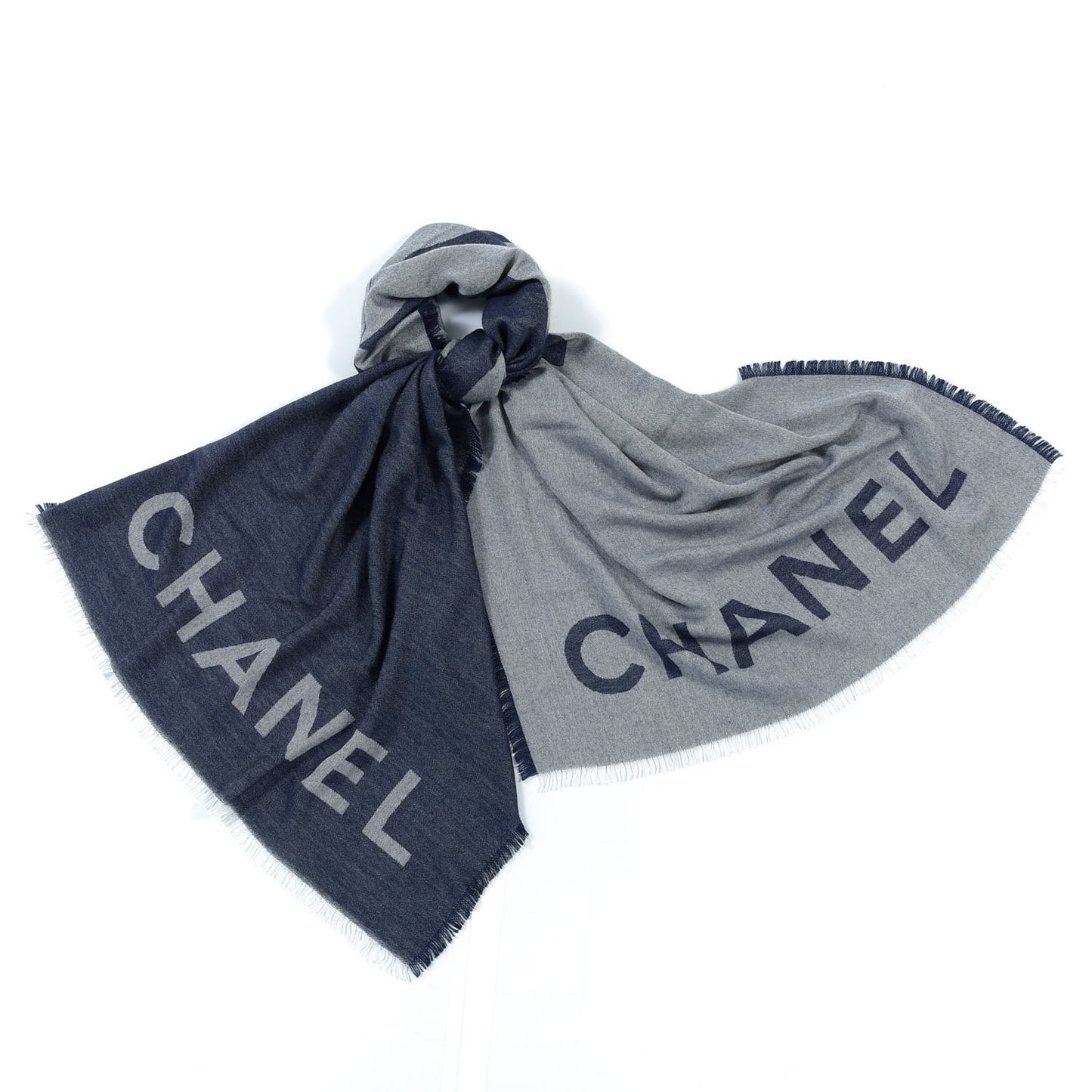 Cashmere Silk CC Logo Stole Navy