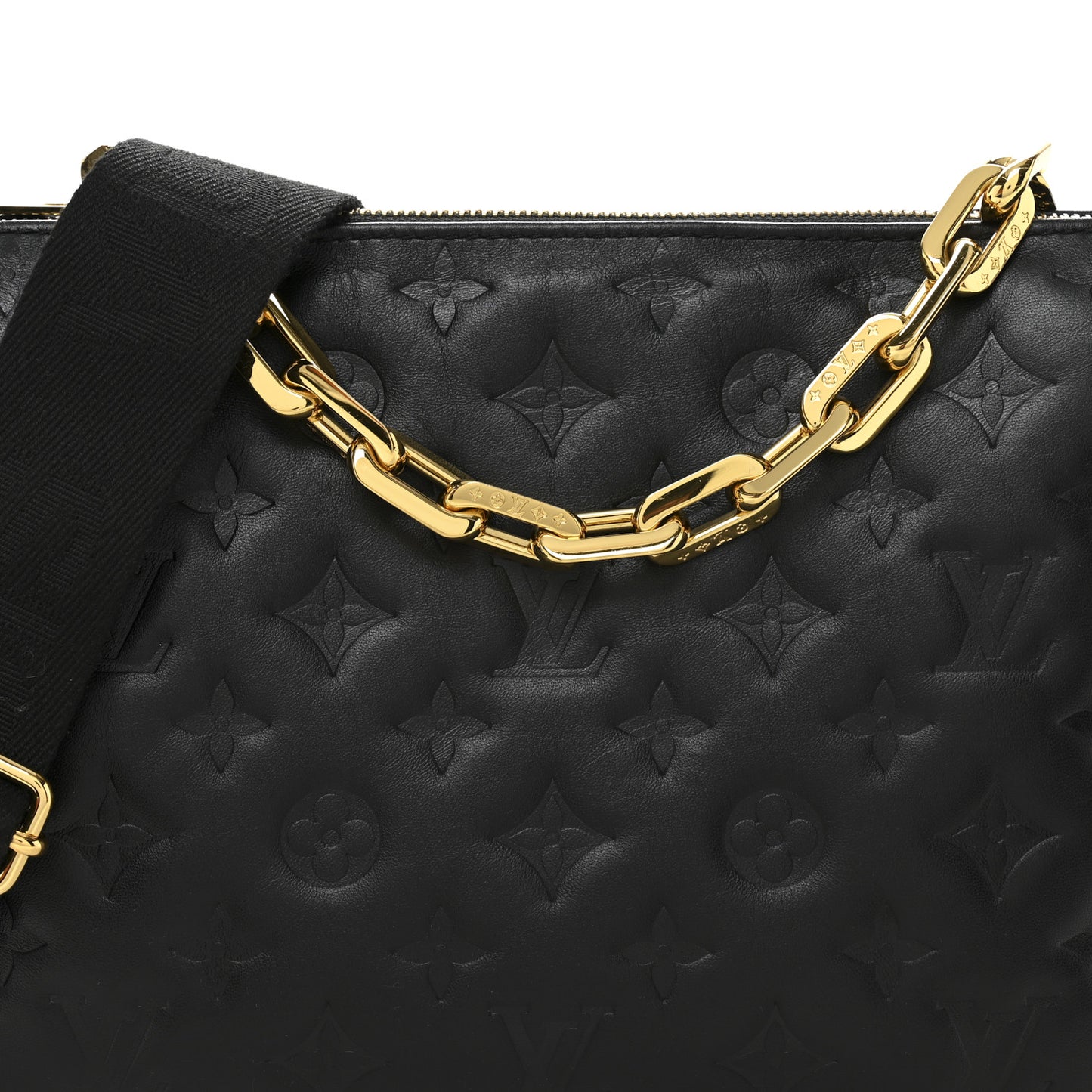 Lambskin Embossed Monogram Coussin PM Black