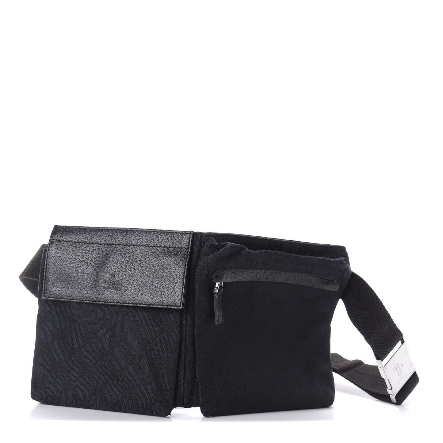 GG Monogram Double Pocket Belt Bag Black