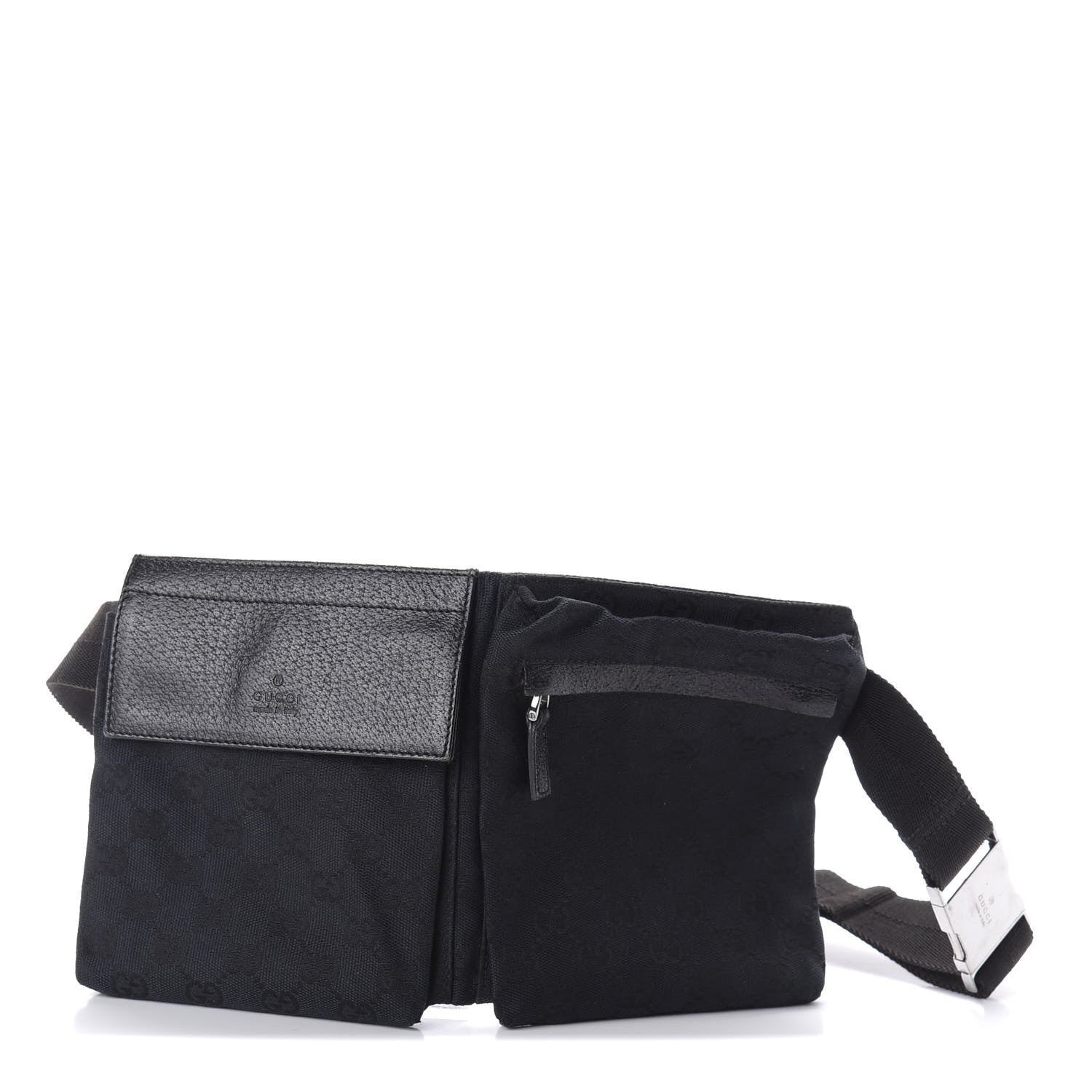Gucci GG Monogram Double Pocket Belt Bag Black 1 of 7