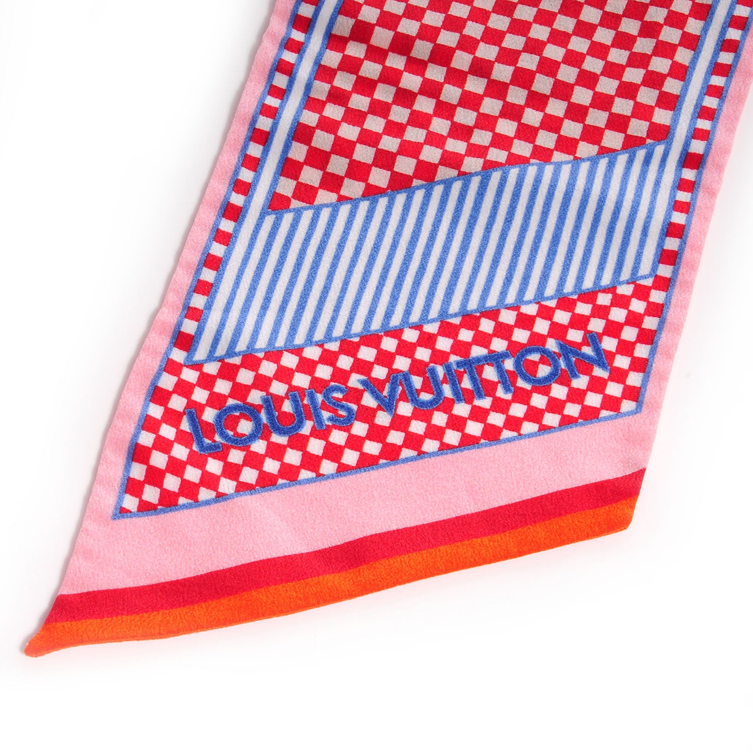 Louis Vuitton Silk Damier Aquarelle Bandeau Piment 3 of 4