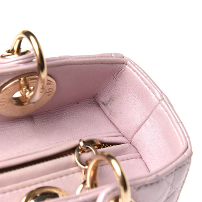 Christian Dior Pearly Lambskin Cannage Medium Lady Dior Lotus 17 of 22