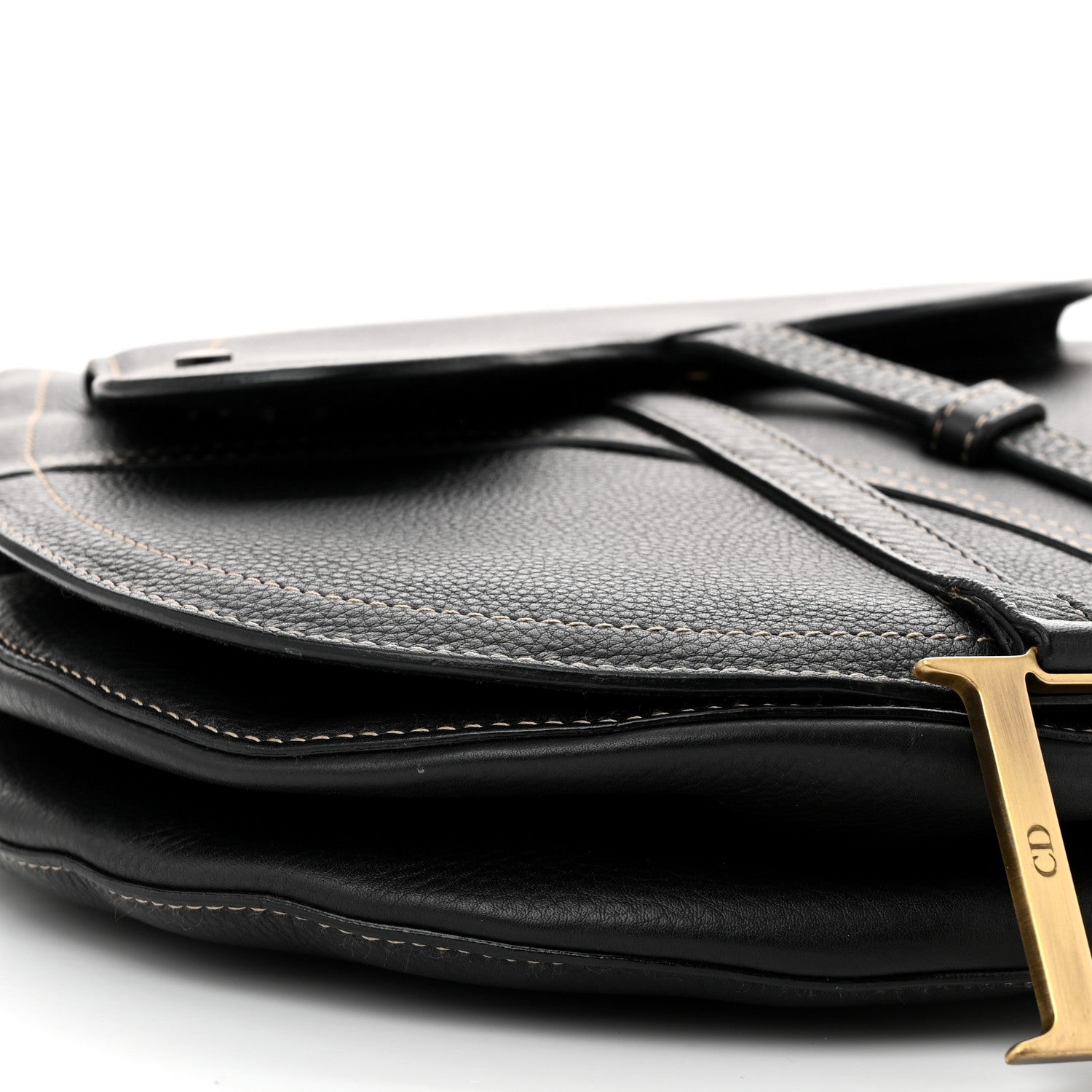 Christian Dior Calfskin Baudrier Saddle Bag Black 9 of 11