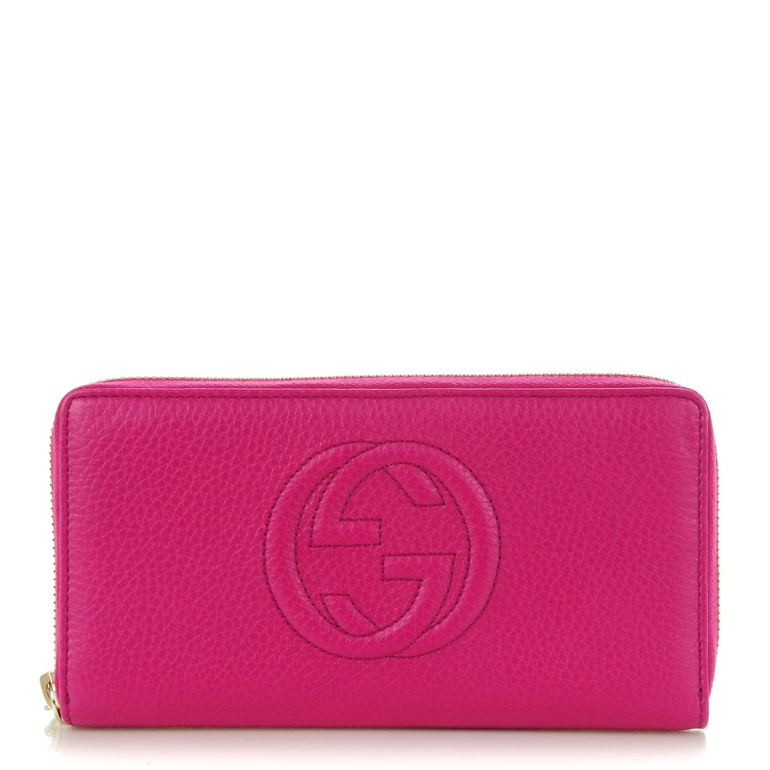Gucci Pebbled Calfskin Soho Zip Around Wallet Bright Bougainvillea 1 of 7