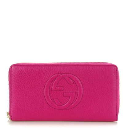 Gucci Pebbled Calfskin Soho Zip Around Wallet Bright Bougainvillea 1 of 7