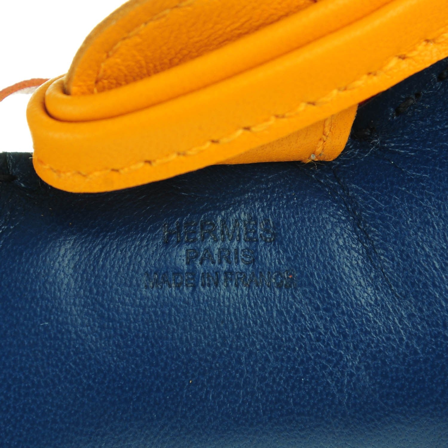 Hermes Milo Lambskin Grigri Rodeo Horse Bag Charm PM Bleu de Malte Cornaline Jaune D'Or 4 of 5