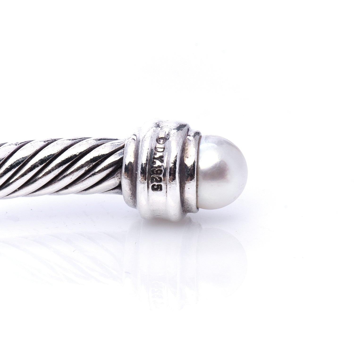 David Yurman Sterling Silver Diamond Pearl 5mm Cable Classics Princess Bracelet 5 of 6