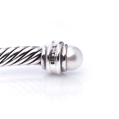 David Yurman Sterling Silver Diamond Pearl 5mm Cable Classics Princess Bracelet 5 of 6