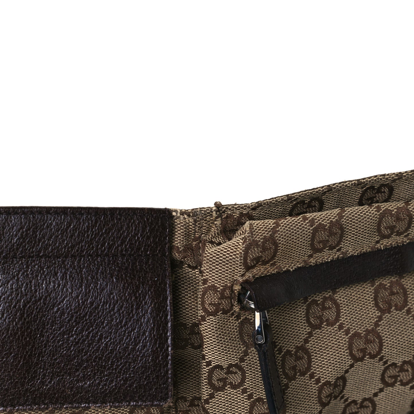GG Monogram Double Pocket Belt Bag Dark Brown