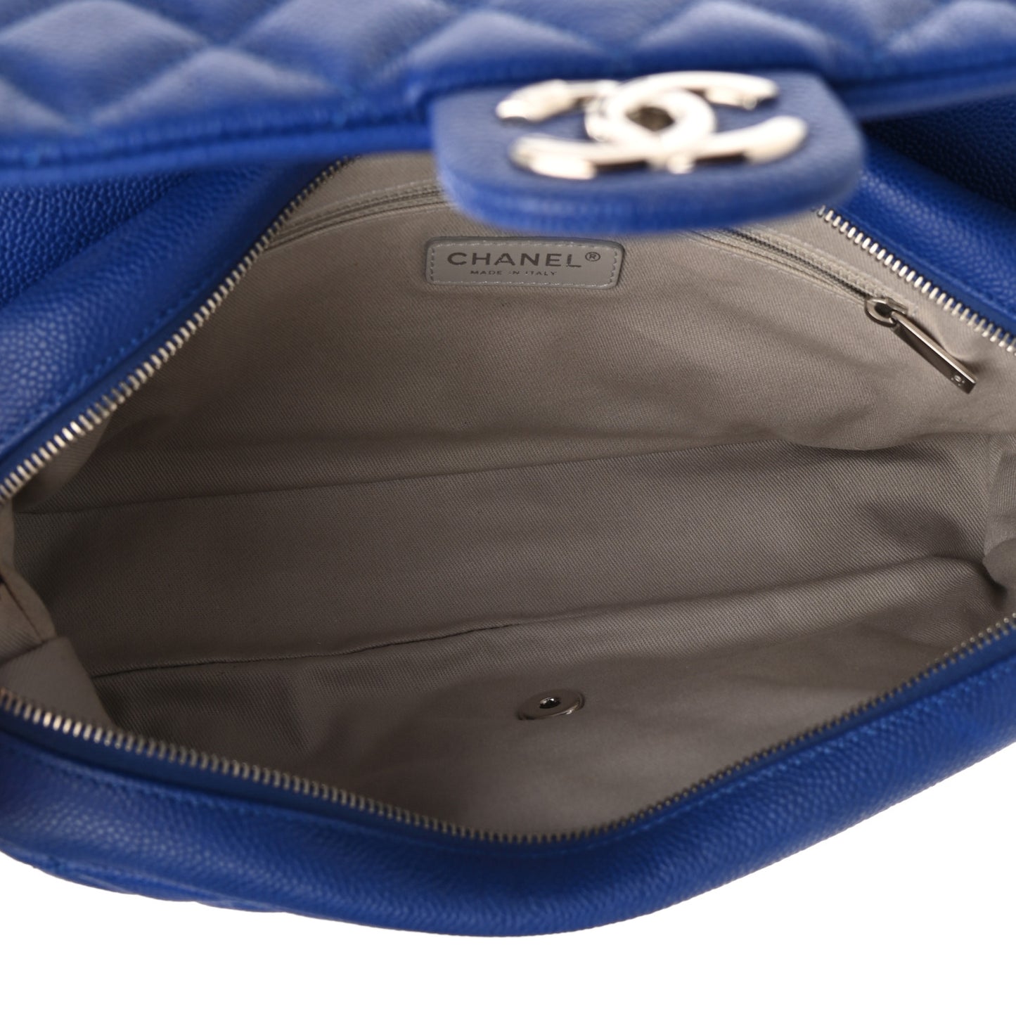 Caviar Quilted Jumbo Easy Flap Blue