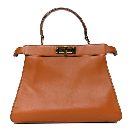 Fendi Vitello Seta Shiny Nappa Medium Peekaboo I SEE U Satchel Brandy Light Rose 1 of 4