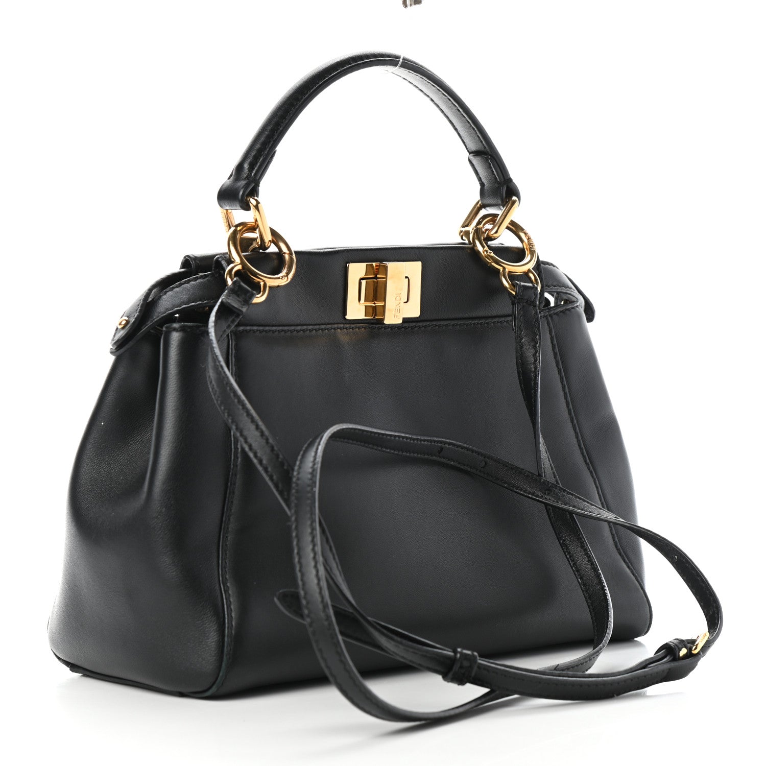 Fendi Nappa Mini Peekaboo Iconic Satchel Black 3 of 8