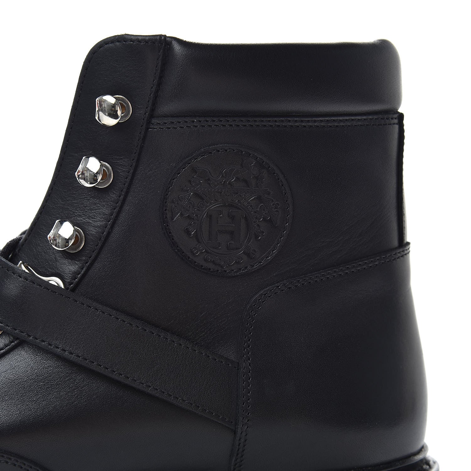 Hermes Calfskin Mens Hiking Ankle Boots 39 Black 7 of 11