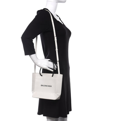 Balenciaga Squared Calfskin Logo Shopping Tote XXS White 2 of 12