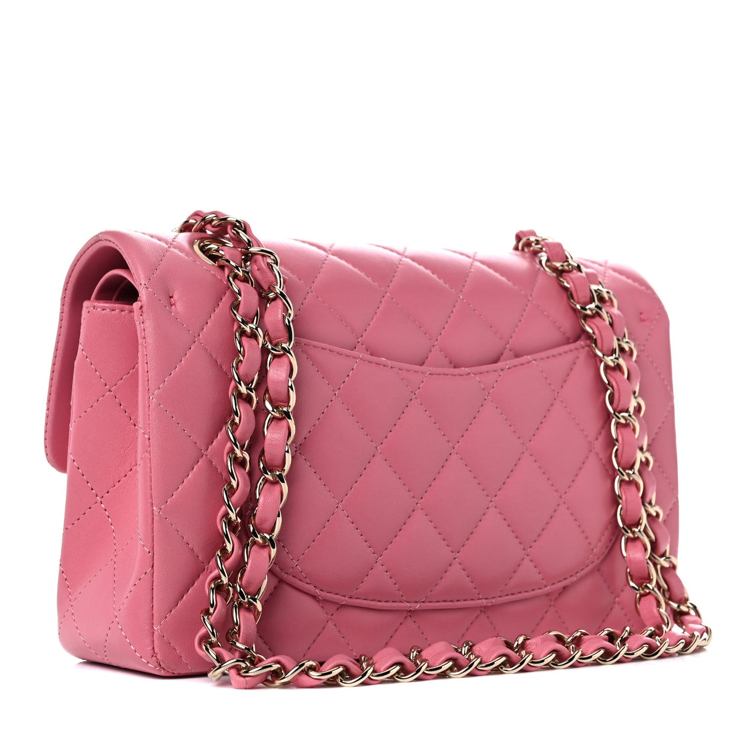 Lambskin Quilted Small Double Flap Pink