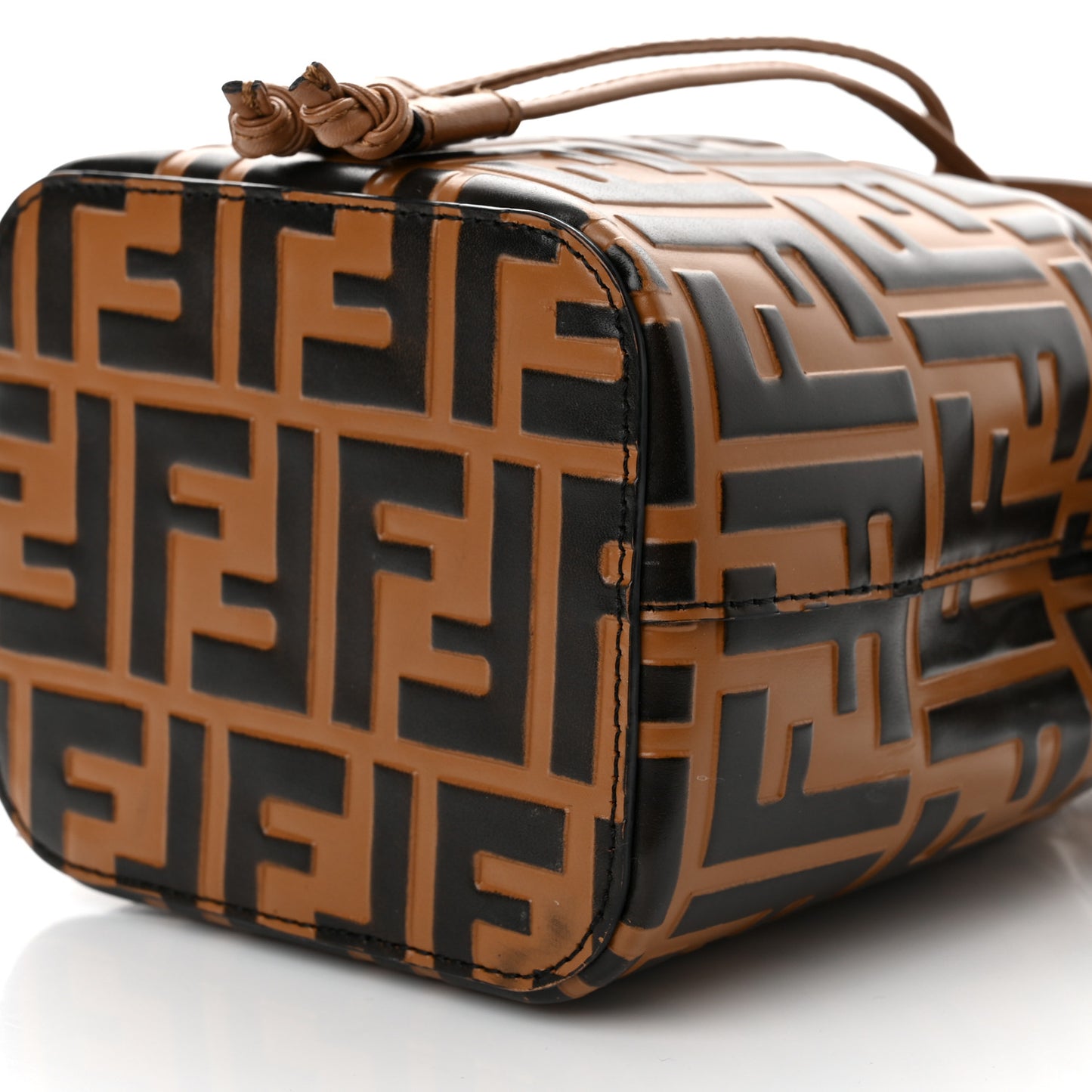 Vitello Liberty F is Fendi FF Embossed Mini Mon Tresor Bucket Bag Tobacco Black