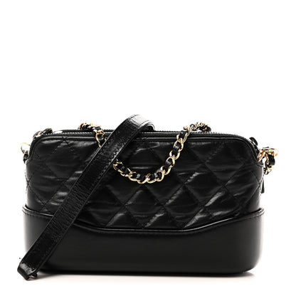 Chanel Aged Calfskin Quilted Small Gabrielle Clutch With Chain Black 1 of 13