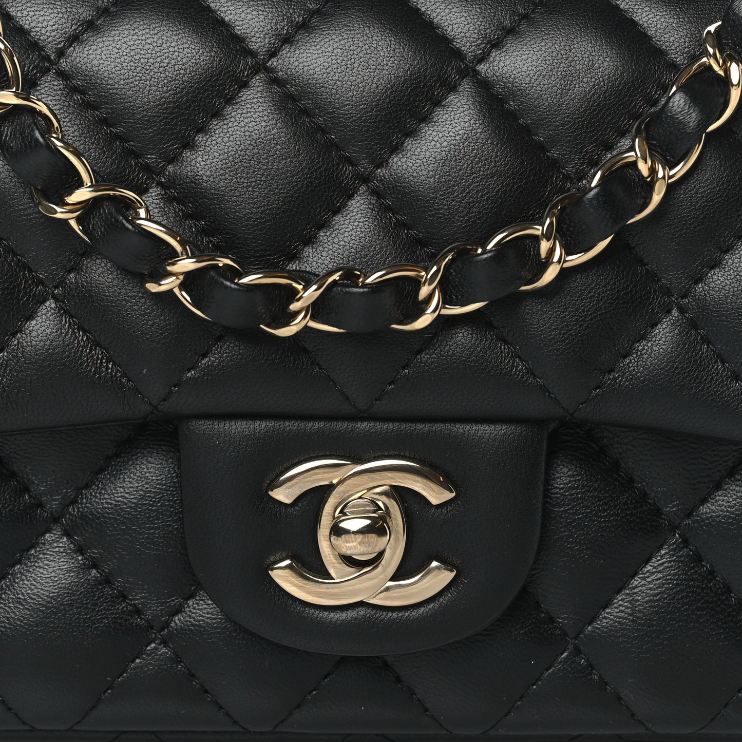 Lambskin Quilted Mini Rectangular Flap Black