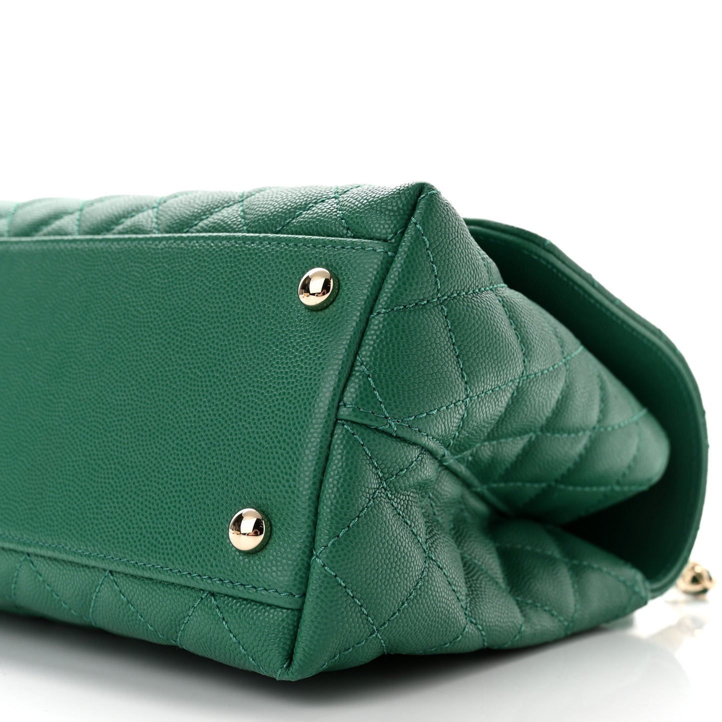 Caviar Quilted Small Coco Handle Flap Green