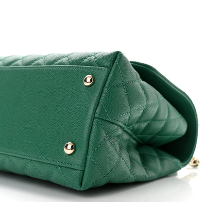 Chanel Caviar Quilted Small Coco Handle Flap Green 10 of 10