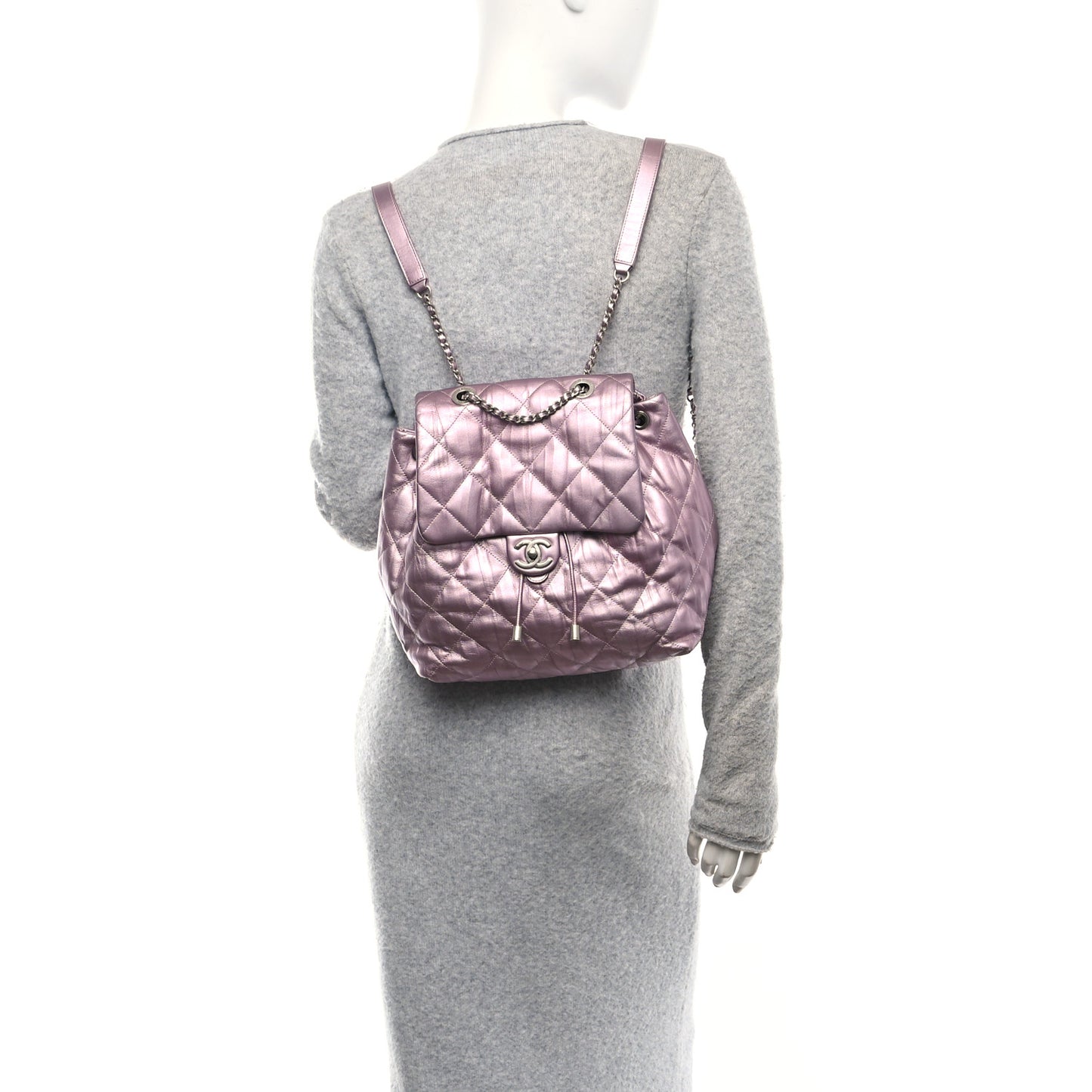 Iridescent Calfskin Quilted Ground Control Backpack Pink