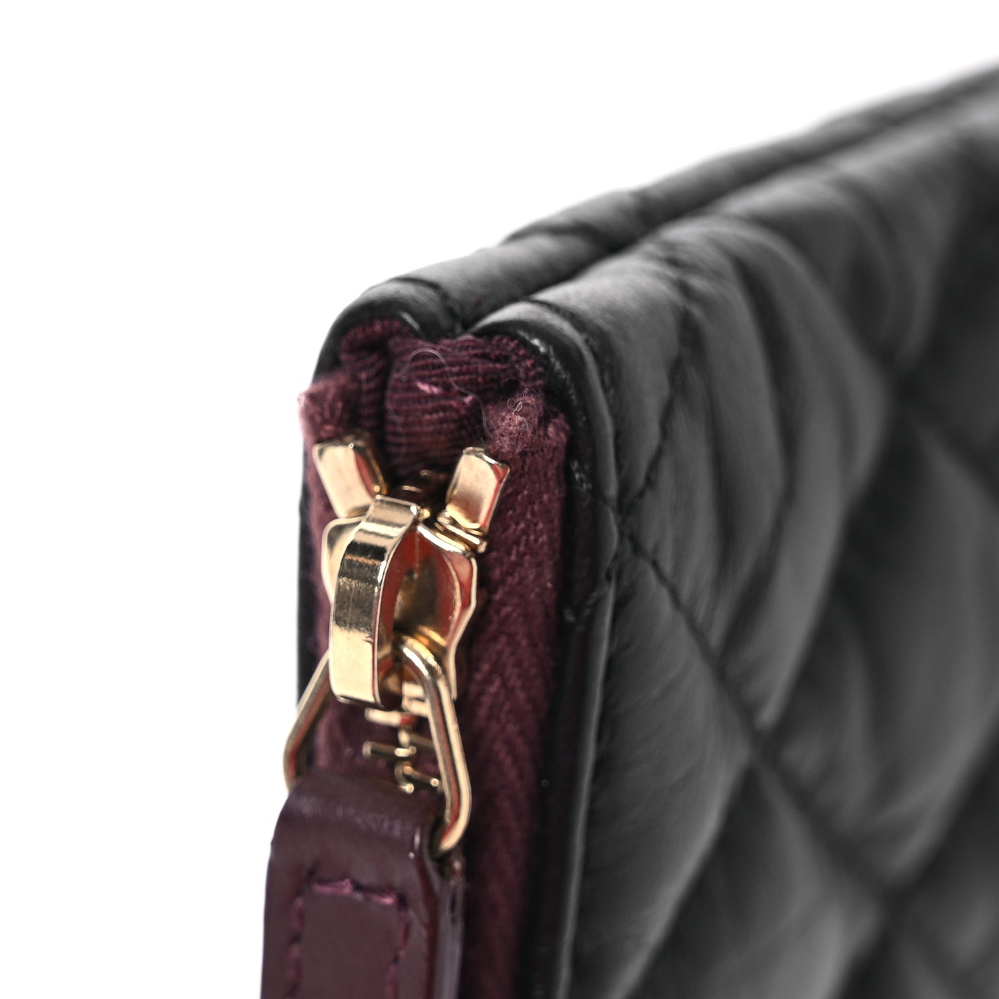 Aged Calfskin Quilted Small Lucky Charms Cosmetic Case Black
