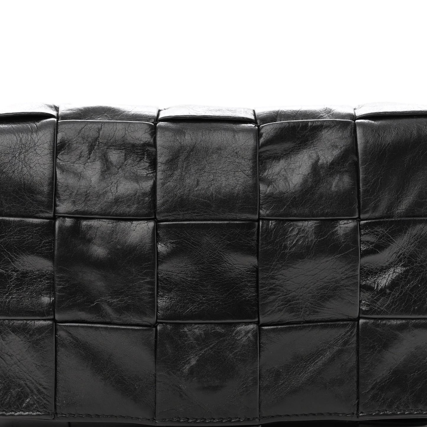 Paper Calfskin Maxi Intreccio Cassette Crossbody Bag Black