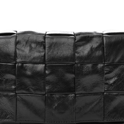 Bottega Veneta Paper Calfskin Maxi Intreccio Cassette Crossbody Bag Black 7 of 12
