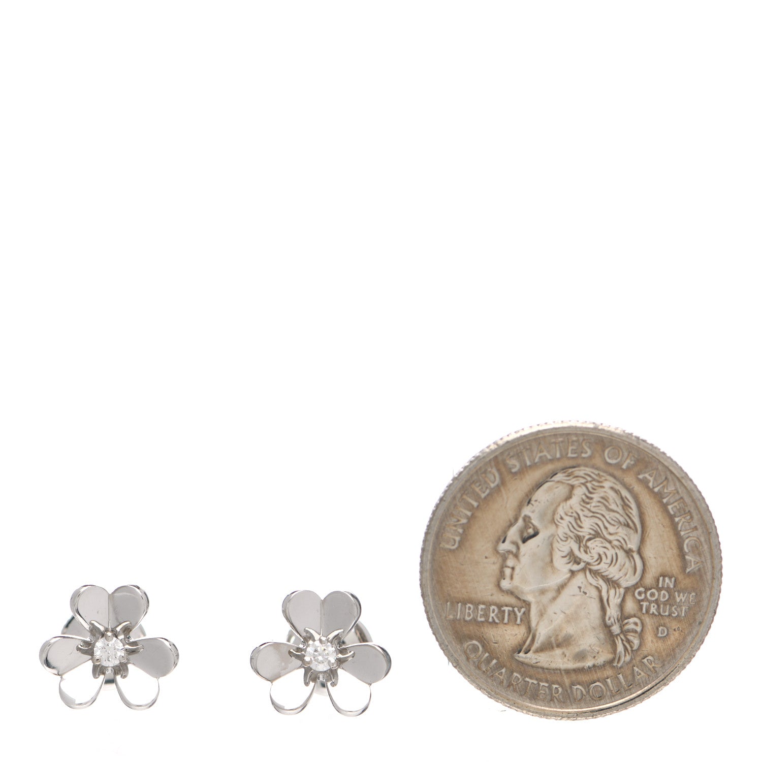 Van Cleef & Arpels 18K White Gold Diamond Mini Frivole Earrings 2 of 6
