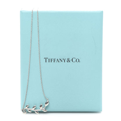 Tiffany Sterling Silver Paloma Picasso Olive Leaf Vine Pendant Necklace 6 of 6