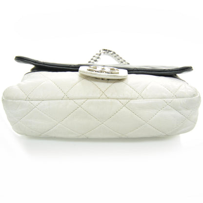 Chanel Leather Quilted Medium Flap Black White 3 of 10