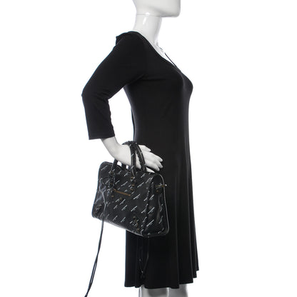 Balenciaga Veau Allover Logo Classic Hardware S City Black White 4 of 11