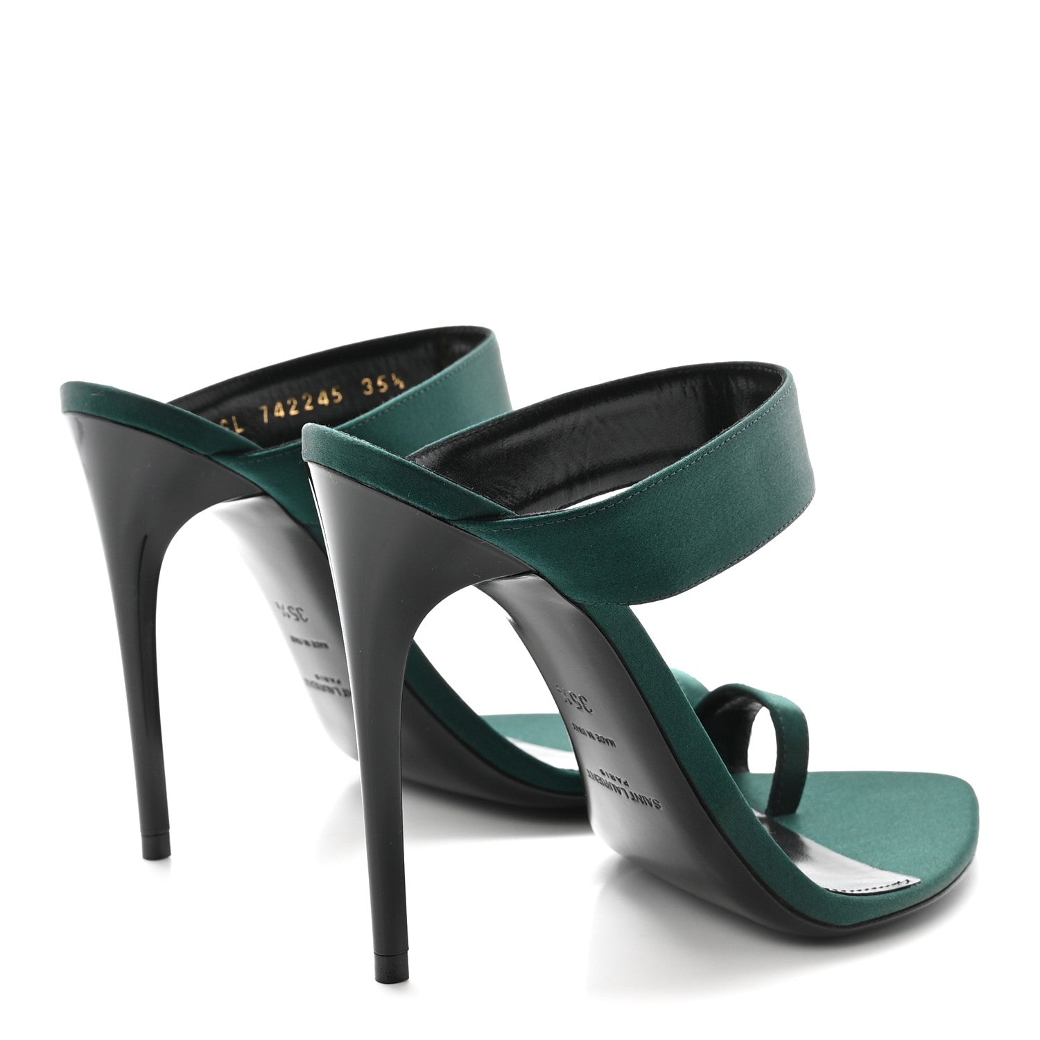 Saint Laurent Crepe Satin Martha Mule 110 Sandals 35.5 Dorian Green 5 of 10