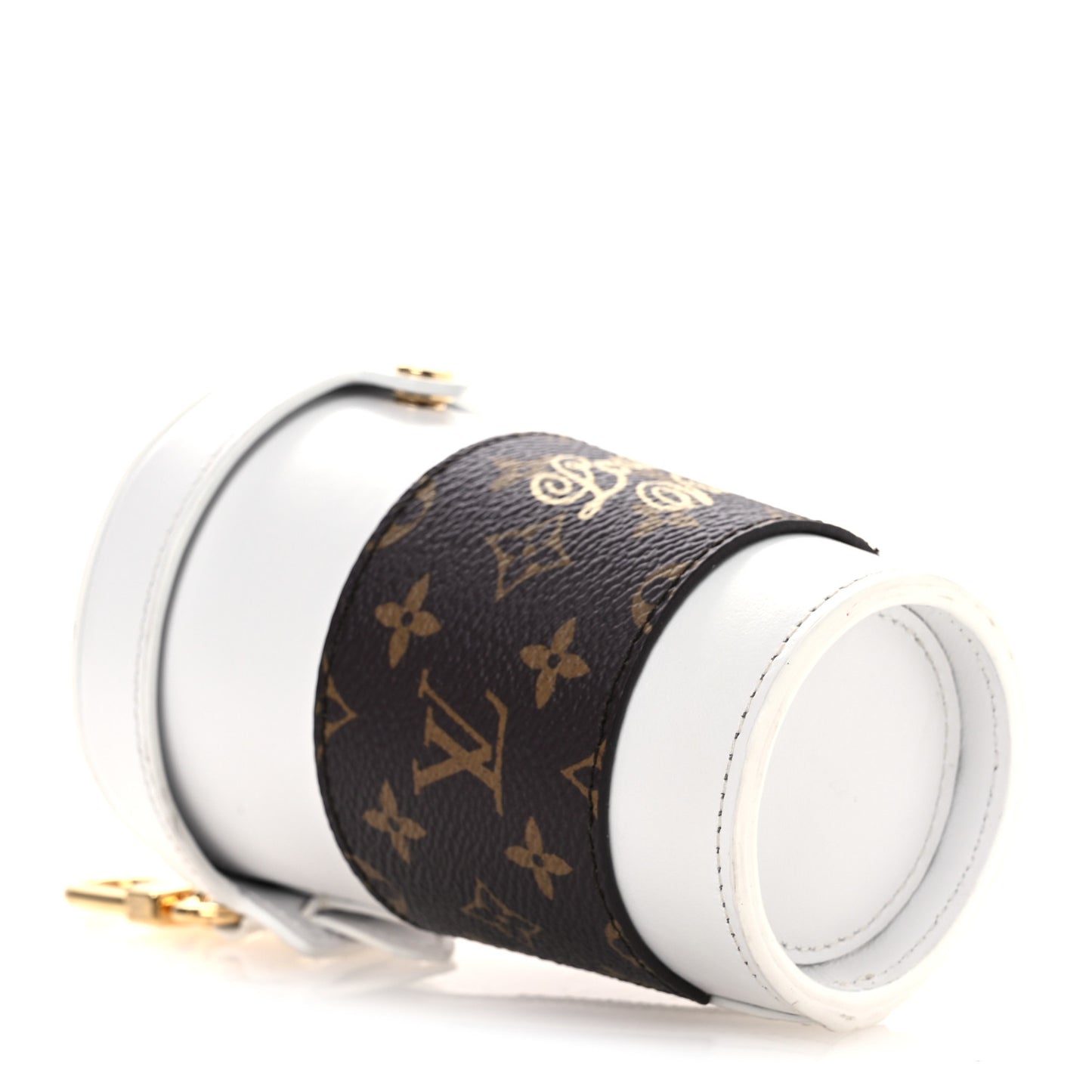 Calfskin Monogram LV Cup Bag Charm White