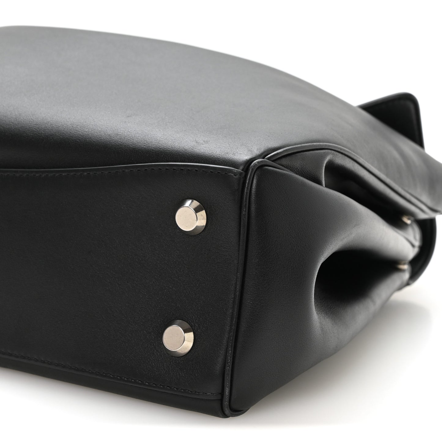 Natural Smooth Calfskin Medium Rodeo Top Handle Handbag Black Black