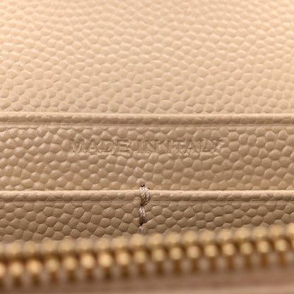 Saint Laurent Grain De Poudre Matelasse Chevron Monogram Chain Wallet  Nude Powder 7 of 13