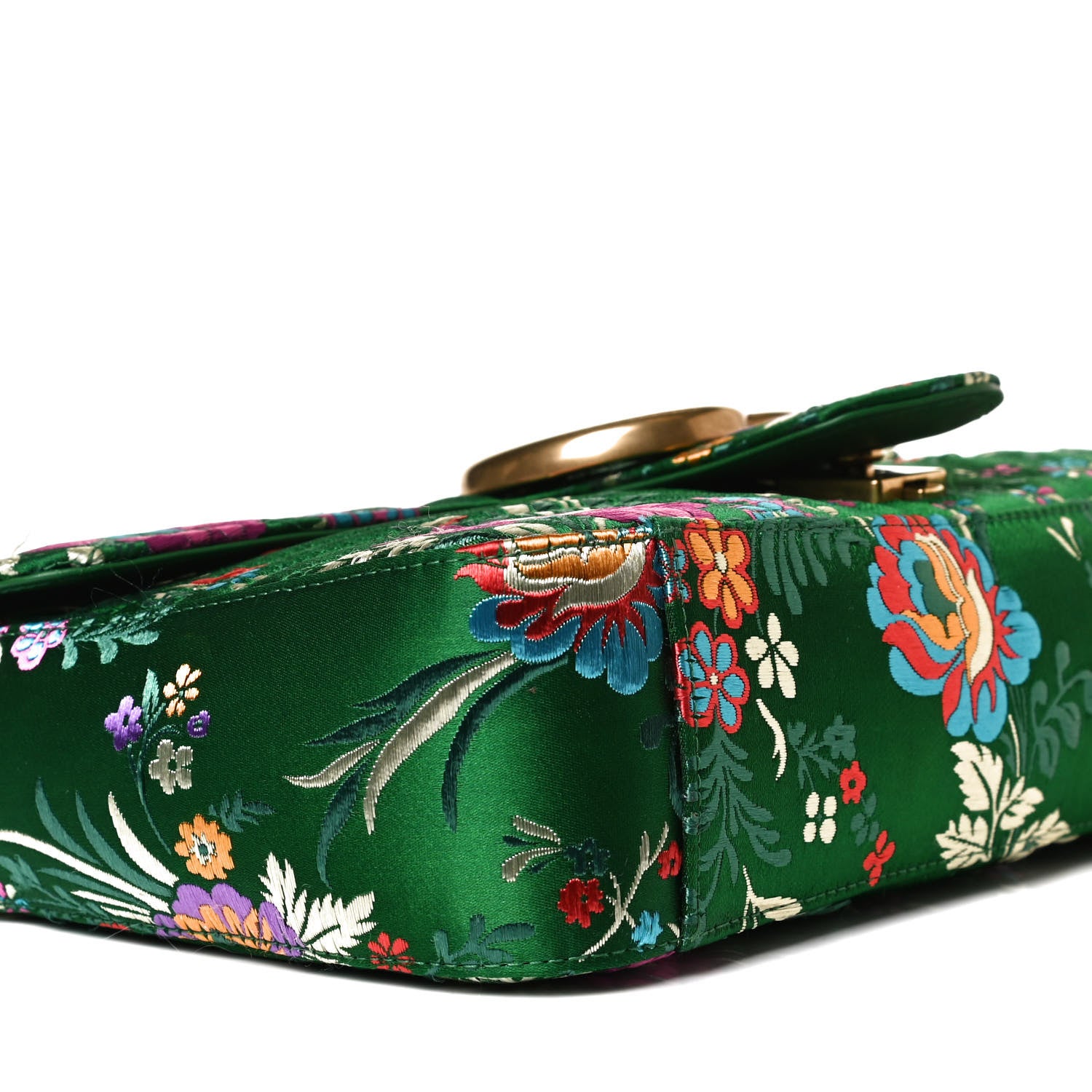 Gucci Jacquard Matelasse Floral Medium GG Marmont Shoulder Bag Green 9 of 17