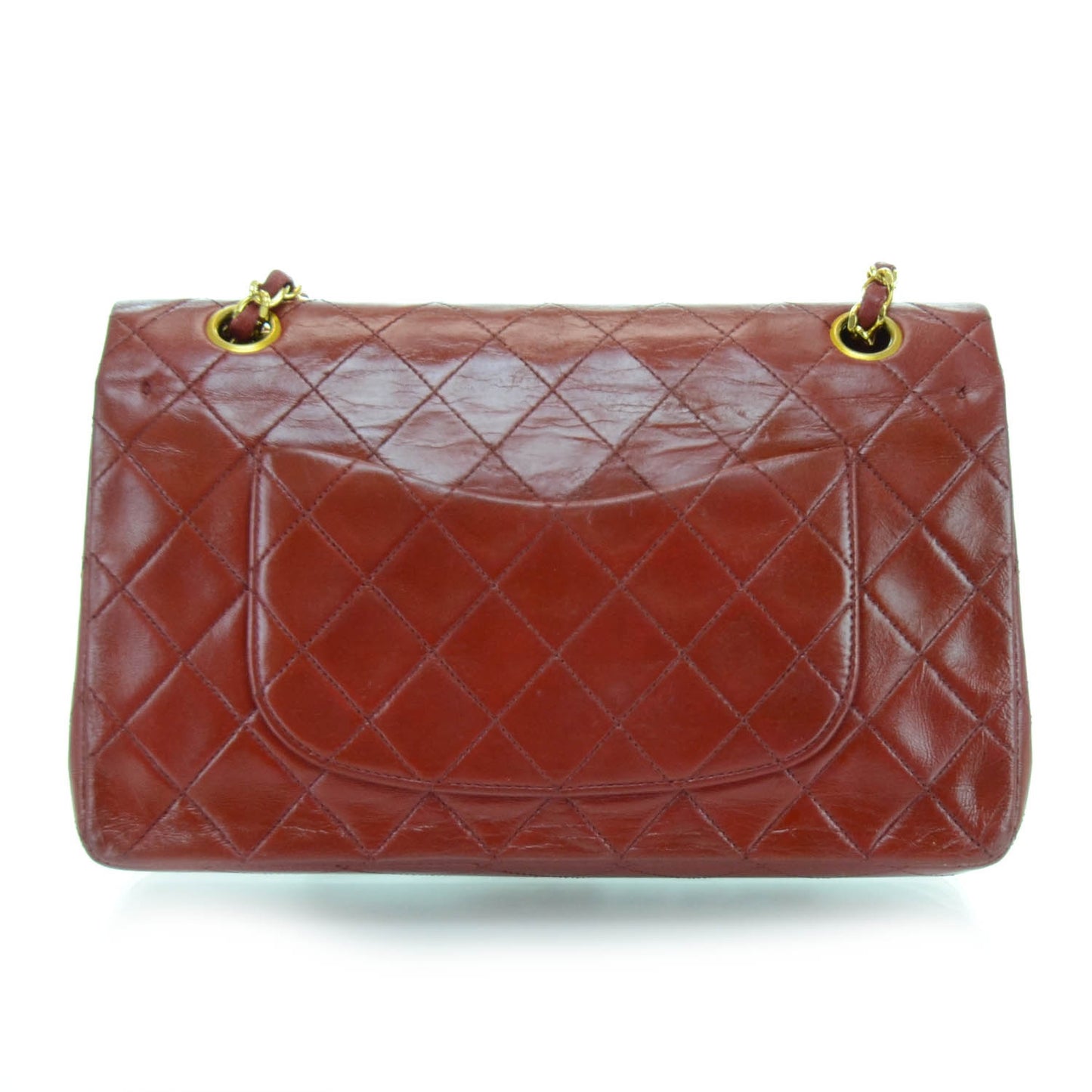 Lambskin Quilted Medium Double Flap Red