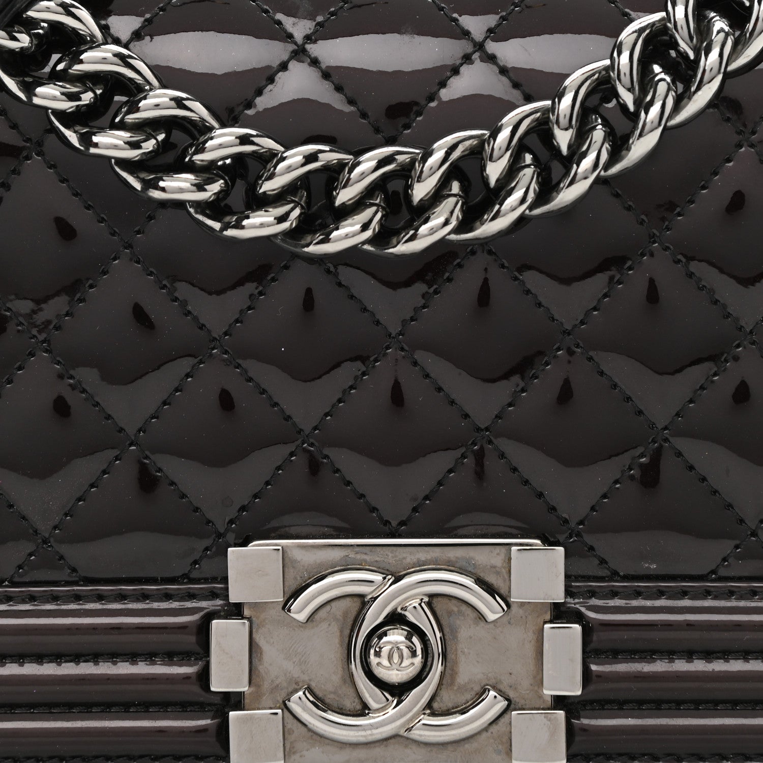 Chanel Patent Calfskin Quilted Small Boy Flap Burgundy 7 of 11