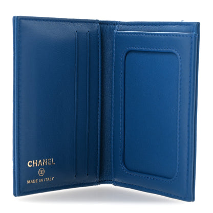 Chanel Lambskin Quilted Card Holder Wallet Blue 5 of 9
