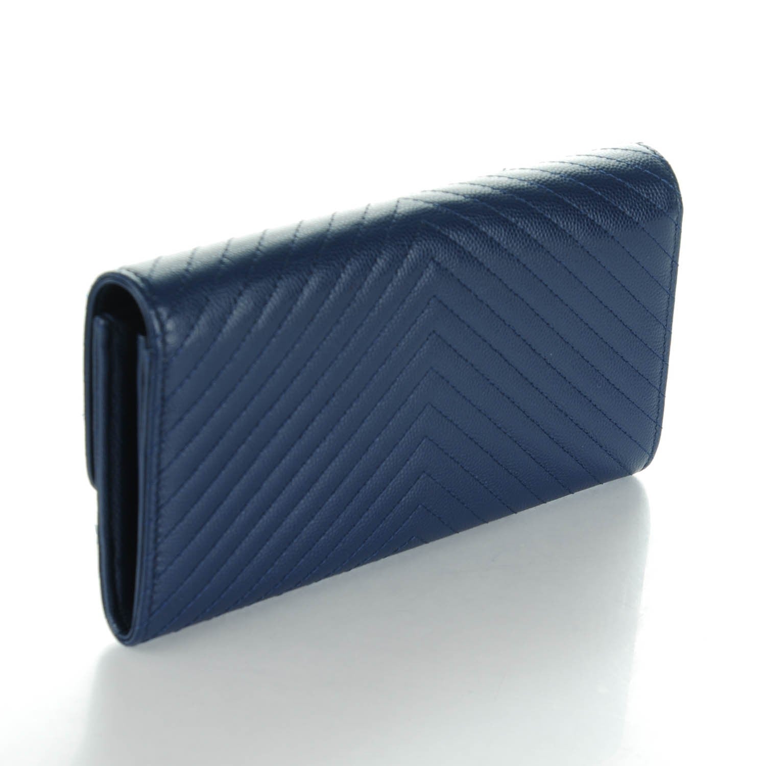 Chanel Caviar Chevron Quilted Large Flap Wallet Navy 3 of 8