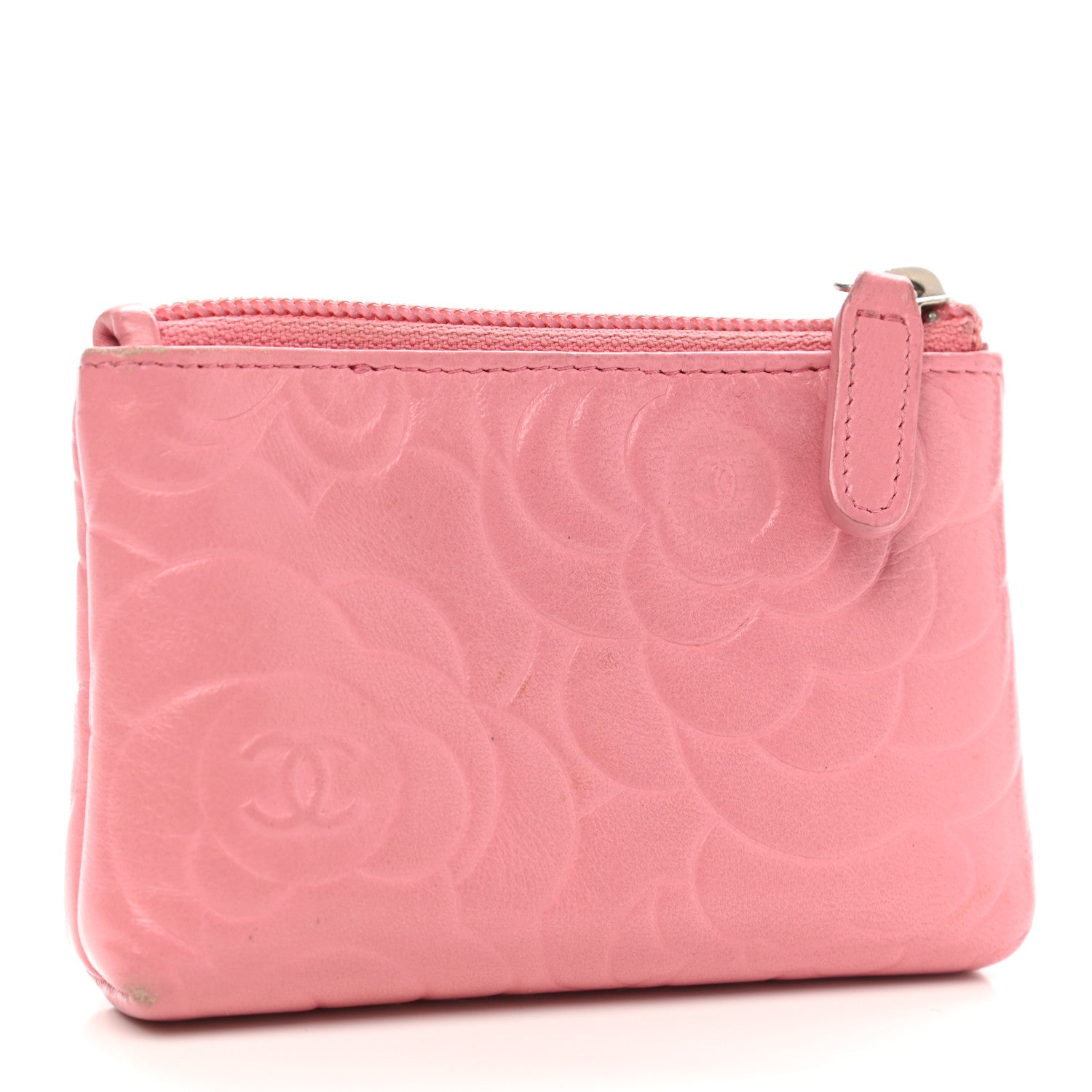 Chanel Lambskin Camellia Embossed Key Holder Case Pink 3 of 8