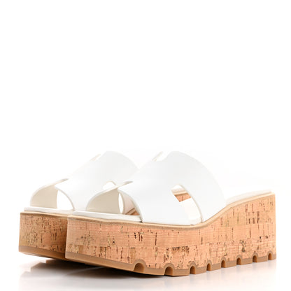 Hermes Calfskin Cork Eze 30 Sandals 38 White 4 of 10