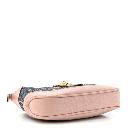 Gucci New Denim GG Monogram Calfskin Love Parade Mini Jackie 1961 Hobo Light Pink 4 of 10