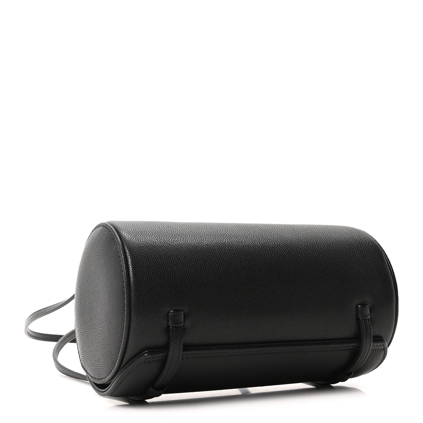 Shiny Caviar Preppy Coco Small Bowling Bag Black