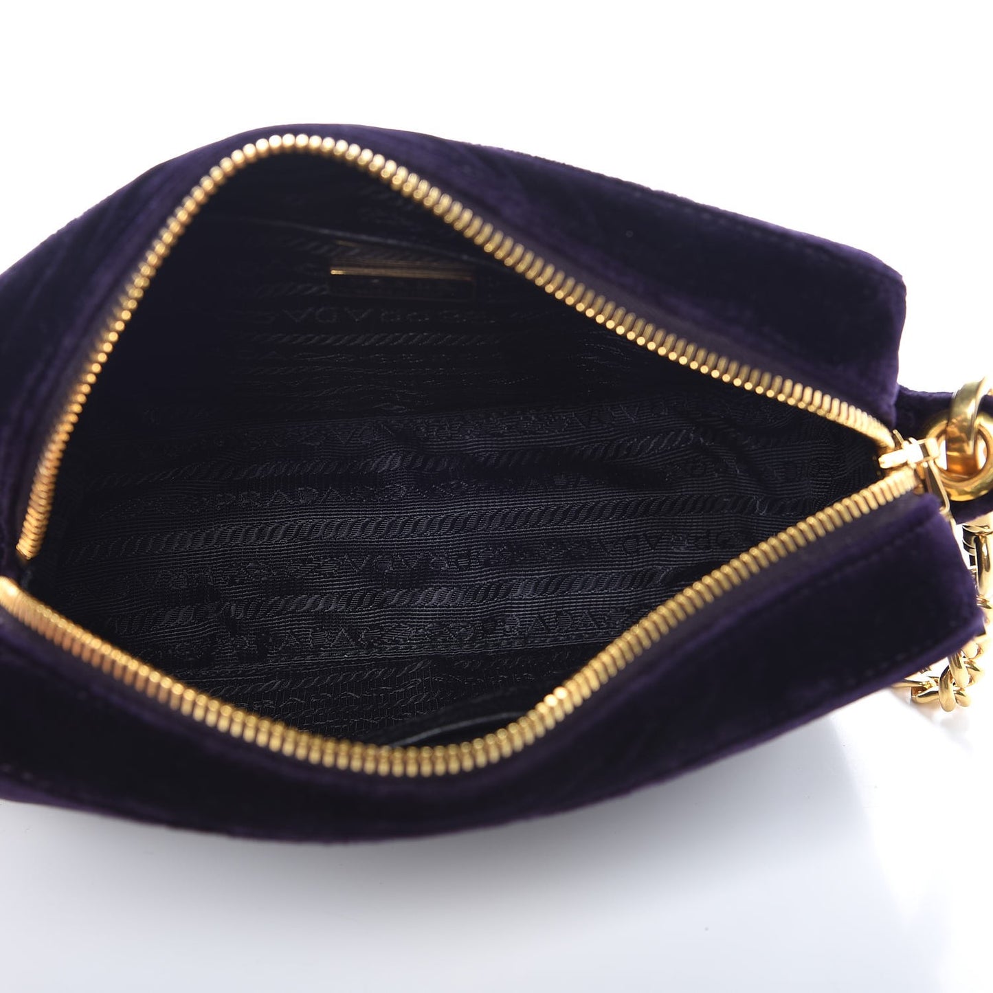 Velluto Zip Top Chain Shoulder Bag Prugna