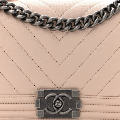 Chanel Caviar Chevron Quilted Medium Boy Flap Nude 7 of 10
