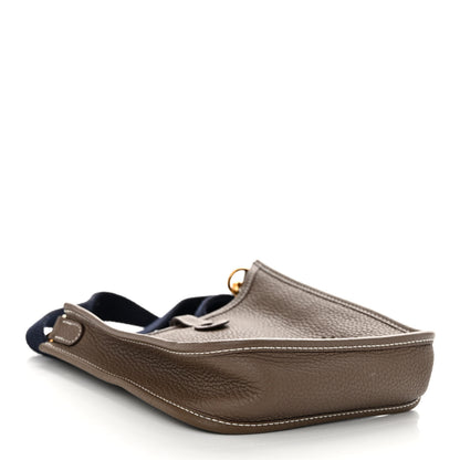 Hermes Taurillon Clemence Amazone Evelyne TPM Etoupe Bleu Indigo 4 of 10